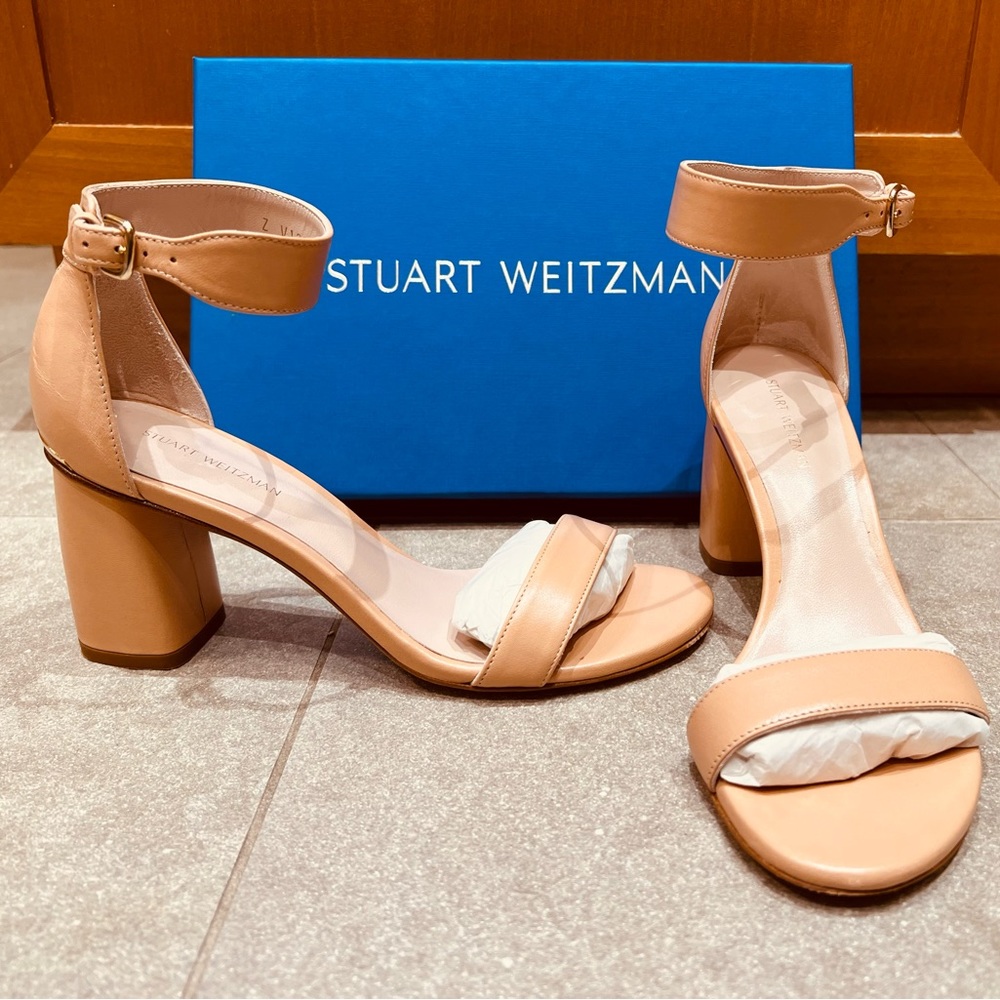EUC Stuart Weitzman Partly Nude Nude Nappa Leather Sandals -Size 6.5M